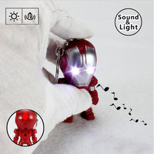 The Avengers Iron Man LED Flashlight Action Figures Toys With Sound Keychain Bags Accessories Gifts